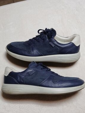 Ecco Soft 7  Men's Navy Leather Sneakers Size 14